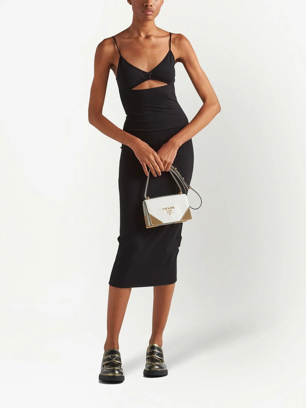 PRADA STRETCH JERSEY MIDI DRESS